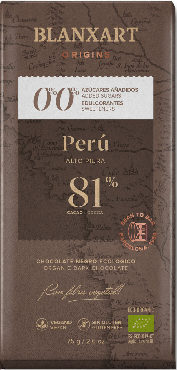 BX Perú 81 % BIO hořká čokoláda bez přidaného cukru a sladidel 75g