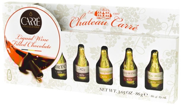 Chateau Carré - čokoládové lahvičky s vínem 86g