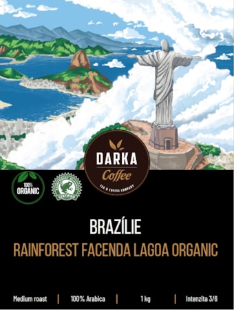 Brazílie Rainforest Facenda Lagoa Organic - zrnková káva 5 x 1 kg