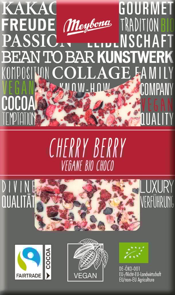 ME BIO Zdobená bílá čokoláda Cherry Berry 30g