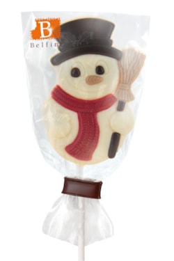 Čokoládová lízátka - Sněhulák z mléčné nebo bílé čokolády  25g