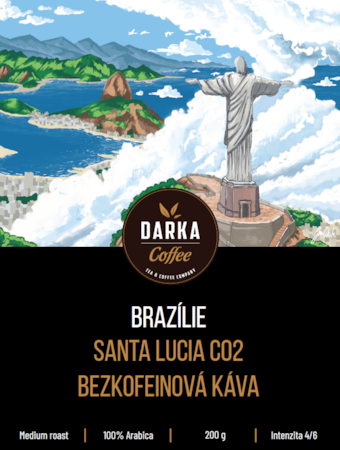 Brazílie Santa Lucia CO2 - bezkofeinová zrnková káva