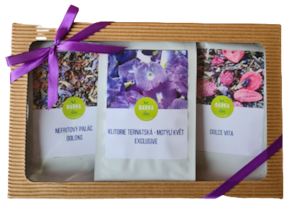 Dárkový koš Modrý čaj - Klitorie - doplněk stravy