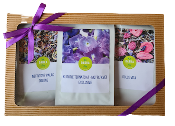 Dárkový koš Modrý čaj - Klitorie - doplněk stravy