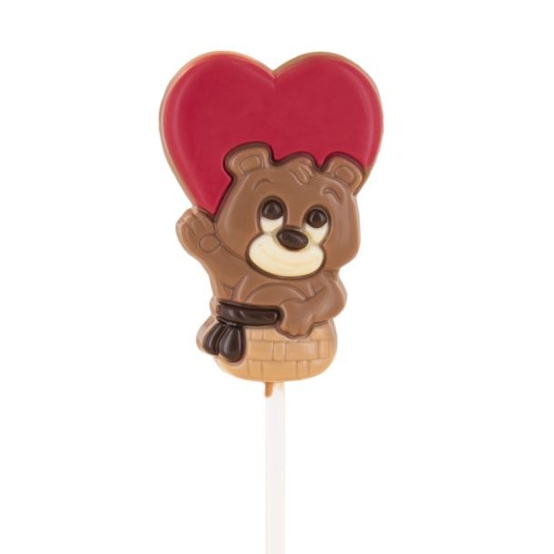 Čokoládové lízátko - Medvídek se srdcem 25g