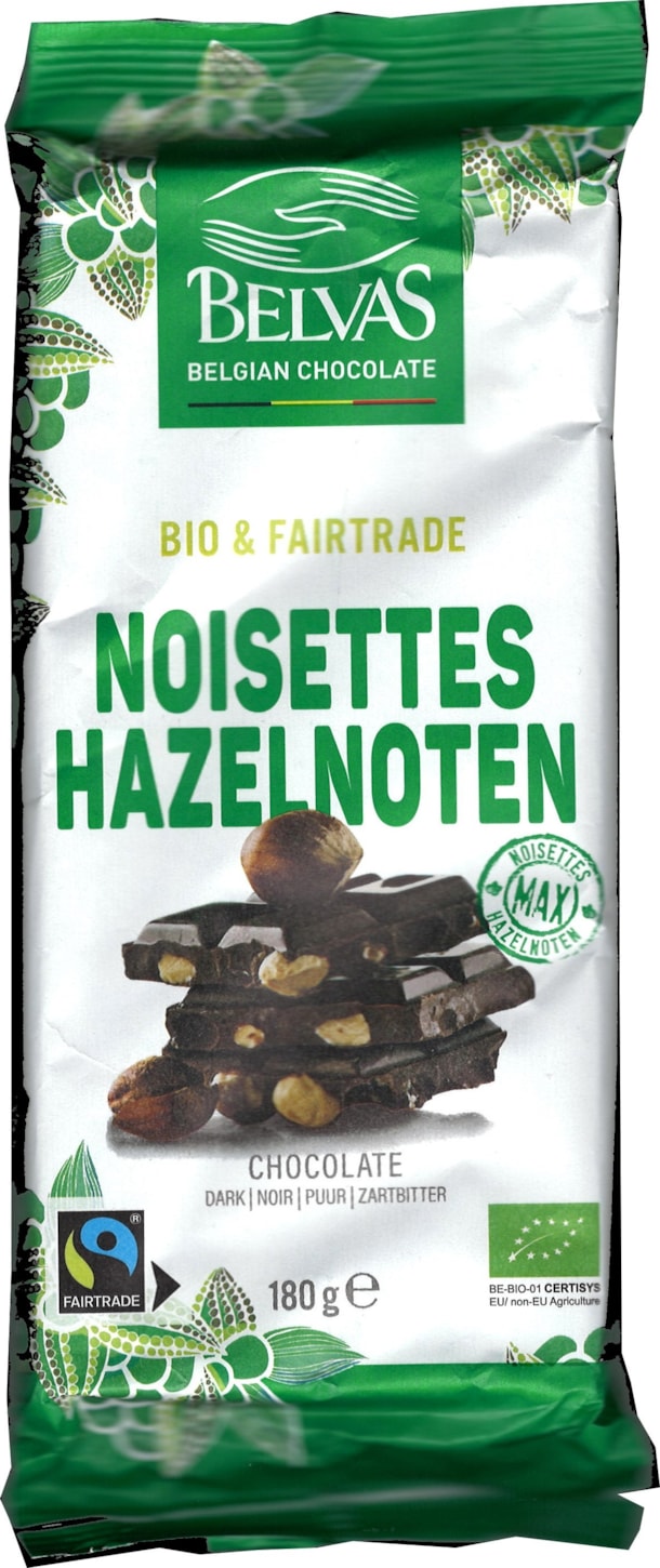 BE BIO Hořká čokoláda 72% s lískovými ořechy 180g