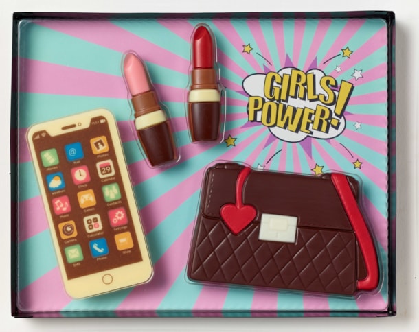 WE dárková dámská sada z mléčné, bílé a hořké čokolády 135g.