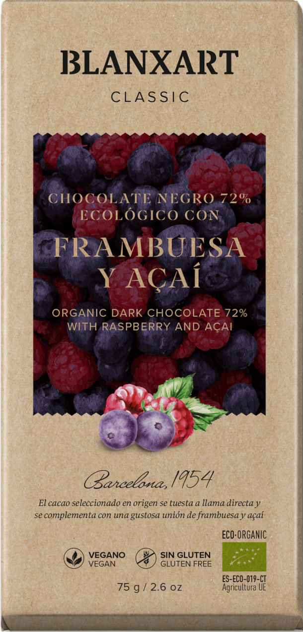 BX BIO hořká čokoláda 70 % s Acai a malinami 75g