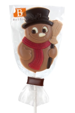 Čokoládová lízátka - Sněhulák z mléčné nebo bílé čokolády  25g