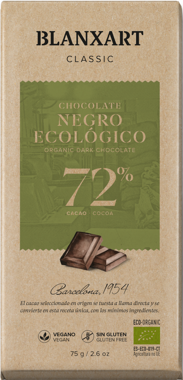 BX BIO hořká 72 % čokoláda 75g.