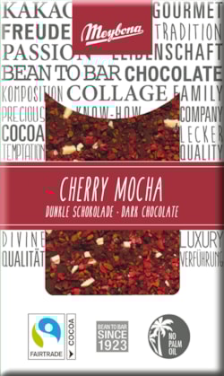 ME Zdobená hořká čokoláda višněmi, bílou čokoládou a kávou 30g