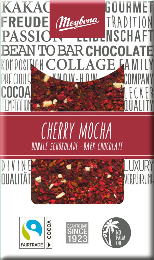 ME Zdobená hořká čokoláda višněmi, bílou čokoládou a kávou 30g