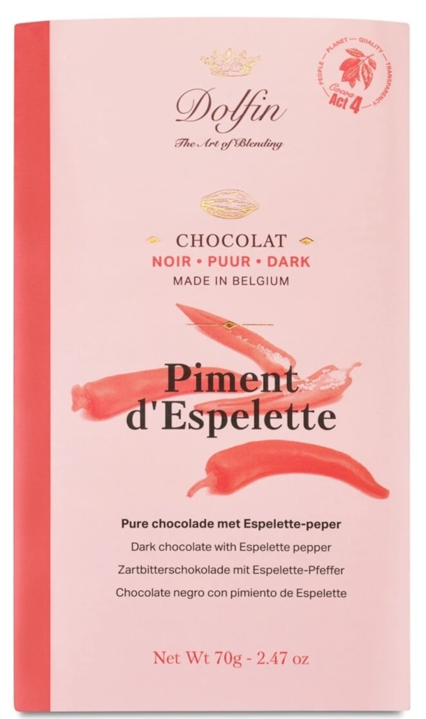 Hořká čokoláda s Espelette čili 70g.