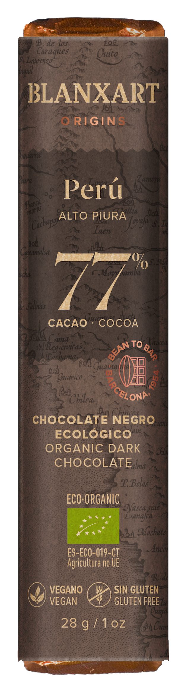 BX Peru 77% tyčinka z hořké BIO čokolády 28g