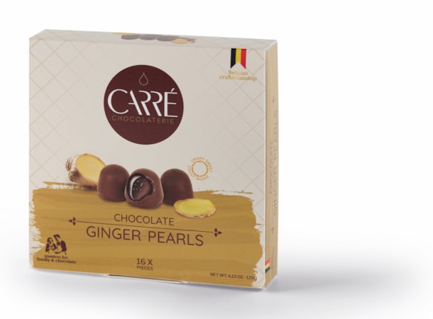 CE Ginger Pearls box - hořká čokoláda se zázvorovou náplní 120g