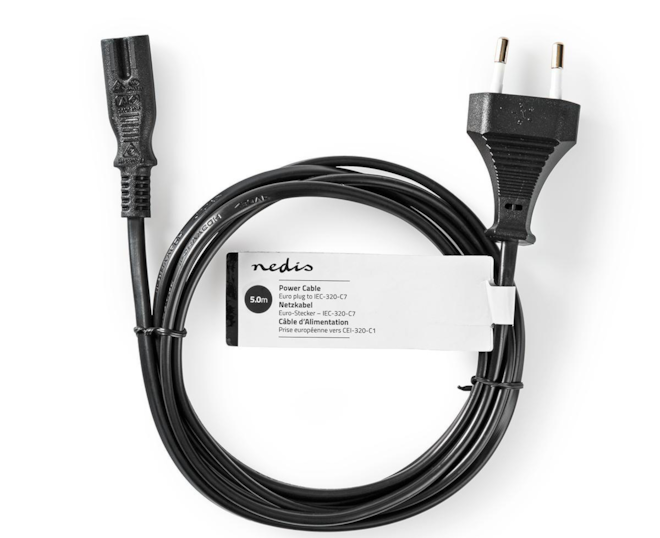 Kabel síťový C7 230V 5m k TV-audio-video přístrojům