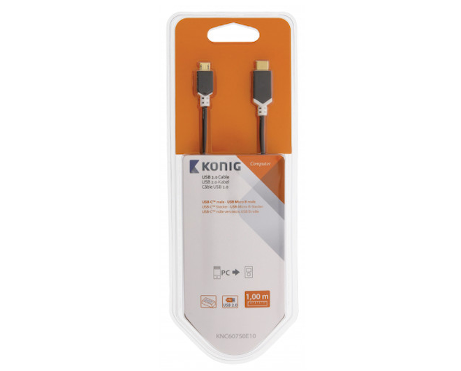 MicroUSB vidlice - USB-C vidlice 1m kabel USB2.0