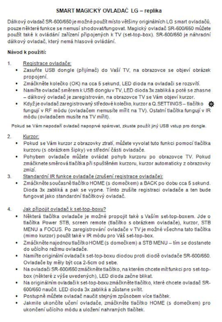 náhradní ovladač za LG Magic Motion 