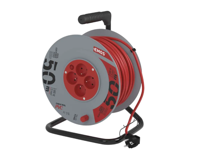 Prodlužovací kabel na bubnu 50 m, 4 zásuvky