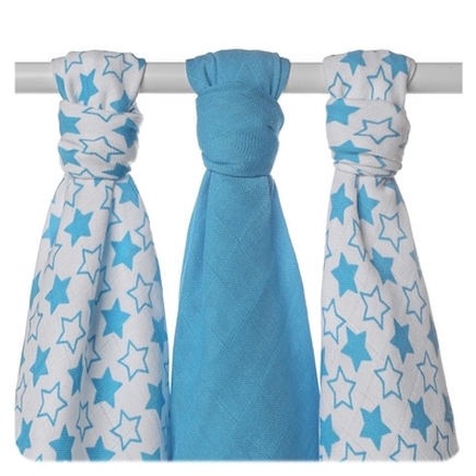 Bambusové plienky XKKO®BMB 70x70cm Lilttle Stars Cyan MIX
