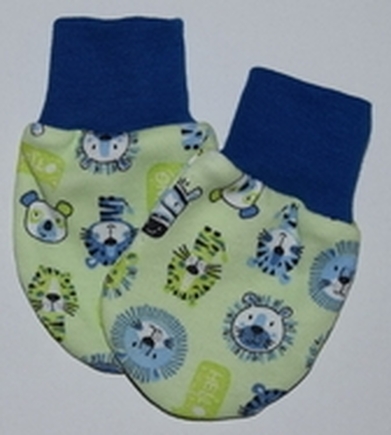 Eko Brouček Dojčenské rukavičky ZOO zeleno-modrá (tm. modrý lem)