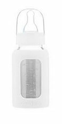 EcoViking Kojenecké láhev skleněná 120ml úzká - silikonový obal bílý