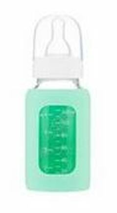 EcoViking Kojenecké láhev skleněná 120ml úzká - silikonový obal zelený mátový