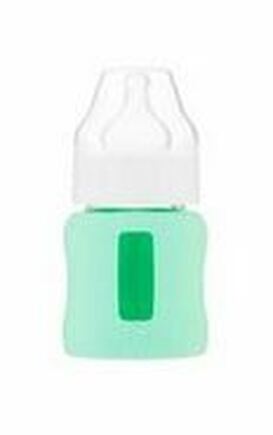 EcoViking Kojenecké láhev skleněná 120ml široká - silikonový obal zelený mátový