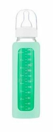 EcoViking Kojenecké láhev skleněná 240ml úzká - silikonový obal zelený mátový