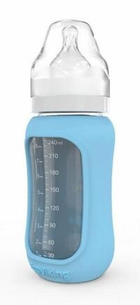 EcoViking Kojenecké láhev skleněná 240ml široká - silikonový obal Artic Blue