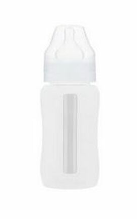 EcoViking Kojenecké láhev skleněná 240ml široká - silikonový obal bílý