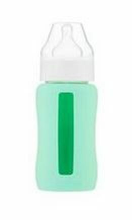 EcoViking Kojenecké láhev skleněná 240ml široká - silikonový obal zelený mátový