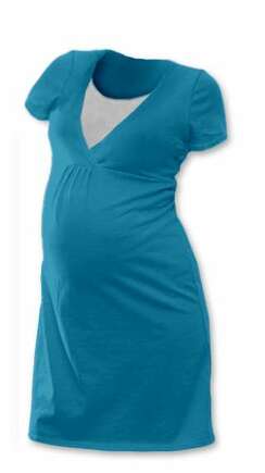 Noční košile pro těhotné a kojící matky, KR, petrolejová, Jožánek