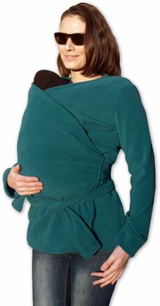 Těhotenský a nosící zavinovací fleecový kabátek, petrolejový, Jožánek