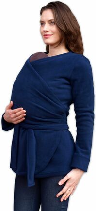 Těhotenský a nosící zavinovací fleecový kabátek, tmavě modrý, Jožánek