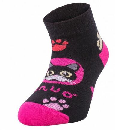 Unuo Bambusové kotníčkové ponožky Kočka růžové
