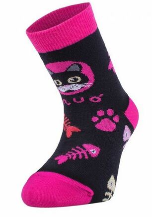 Unuo Bambusové ponožky Kočka růžové