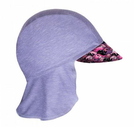 Unuo Funkční čepice s kšiltem a plachetkou UV 50+ Žíhaná holubičí šedá, Velryby holka