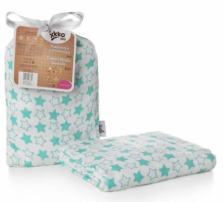 XKKO®BMB Bambusová zavinovačka Little Stars Turquoise