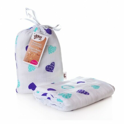 XKKO®BMB Bambusová zavinovačka Ocean Blue Hearts