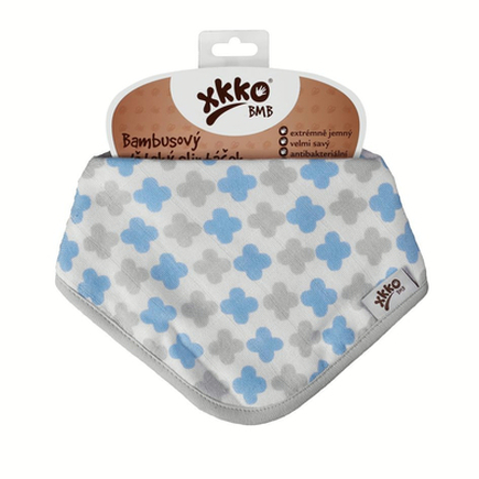 XKKO®BMB Bambusový detský slintáčik/šatka - Scandinavian Baby Blue Cross