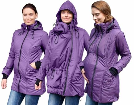 Zimní vyteplená bunda pro těhotné a nosící ženy, fialová, Jožánek