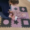 Baby Dan hrací podložka puzzle Geometrické tvary, Rose/Grey 90x90cm