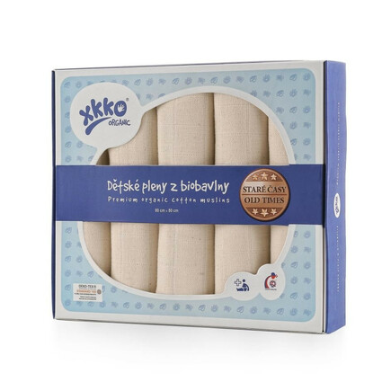 Dětské pleny z biobavlny XKKO Organic 80x80cm Staré časy natural