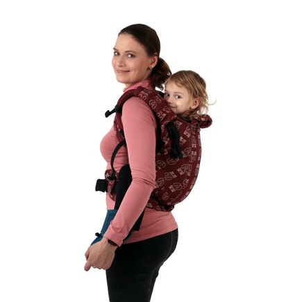 Ergonomické batolecí nosítko DAN bordo sovy (šátkovina)