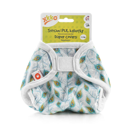 Vrchné plienkové nohavičky XKKO Newborn Peacock Feathers