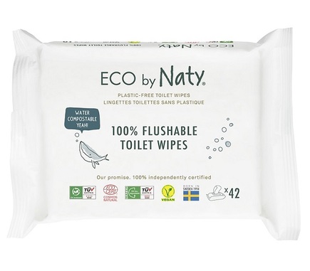 Vlhčené splachovatelné ubrousky s funkcí toaletního papíru ECO Naty bez vůně (42ks)