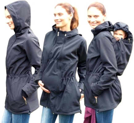 Softshellová těhotenská a nosící bunda (přední/zadní nošení), antracitová, Jožánek