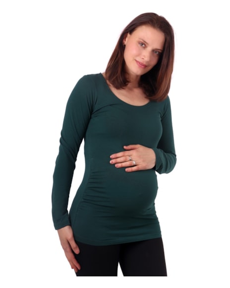 Jožánek Těhotenské tričko Johanka s dlouhým rukávem lahvově zelené