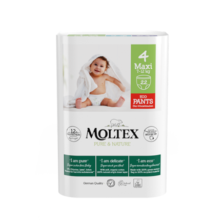 Natahovací plenkové kalhotky Moltex Pure & Nature Maxi 7-12kg (22ks)